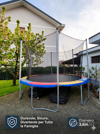 Tappeto elastico con rete di protezione – 3,6m