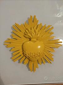 Cuore ex voto con raggi giallo