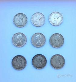9 monete 500 lire argento