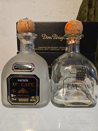 tequila patron vuote due pezzi 