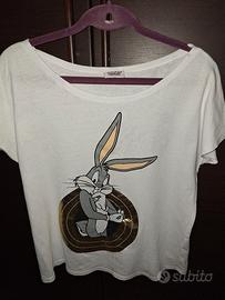 T-shirt maglietta bianca maniche corte Bugs Bunny