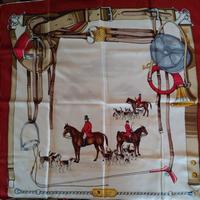 Foulard boutique Cenci anni '70 tema caccia rosso