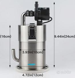 Filtro esterno acquario inox con tubi in out