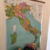 Carta geografica scolastica vintage ITALIA reverse