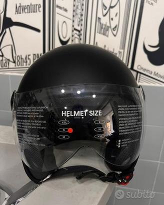 CASCO DIEFFE DEMIJET NERO OPACO CON VISIERA