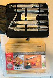 Set 9 coltelli Vittoria Inox+tagliere Bamboo