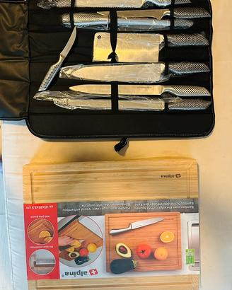 Set 9 coltelli Vittoria Inox+tagliere Bamboo