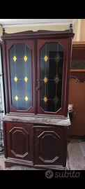 credenza vetrina in legno mogano 