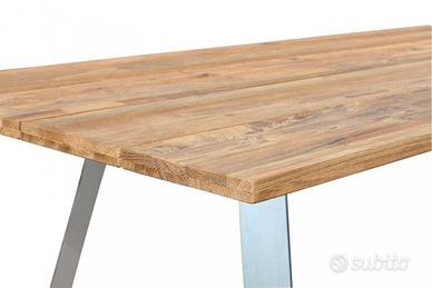 Tavolo da Esterno in Alluminio e Legno Teak 200Cm