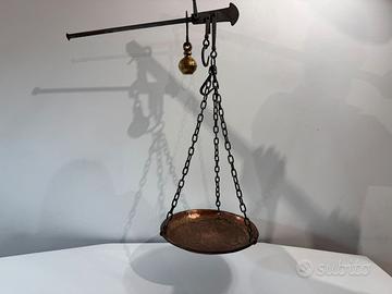 Bilancia Stadera con Piatto in Rame e Peso Ottone