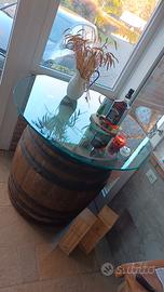 Tavolo botte con piano in vetro da 130 cm