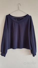 Maglione blu scuro con scollo a V e maniche a pall