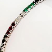 Bracciale Tennis Oro Diamanti Smeraldi Rubino 18kt