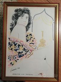 Quadro di Renato Fuccini - Odalisca con Tappeto