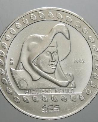 Moneta Messico 1/4 Oncia 1992 Guerrero Argento