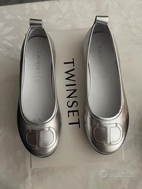 Ballerine bambina TWINSET in pelle argento