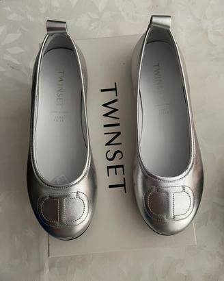 Ballerine bambina TWINSET in pelle argento