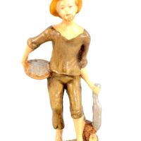 Presepe 20 cm pastore pescatore pesci cartapesta