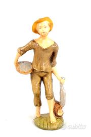 Presepe 20 cm pastore pescatore pesci cartapesta