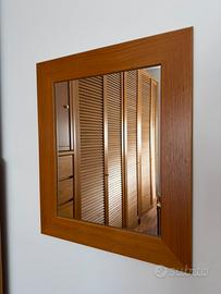 Specchio da Parete Quadrato con Cornice in Legno