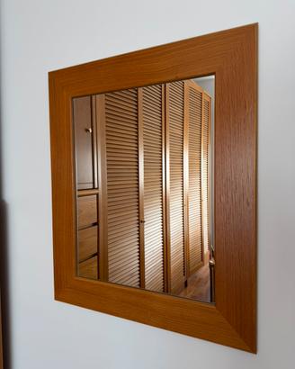 Specchio da Parete Quadrato con Cornice in Legno