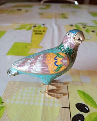 Statuina Pappagallo Smalto Cloisonné Vintage