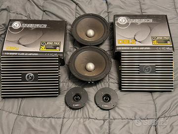 Impianto car audio completo BassFace+woofer25+tw
