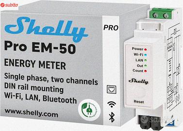 Shelly Pro EM 50A | Misuratore di Energia a 2 Cana