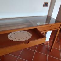 Consolle in legno e vetro con due cassetti