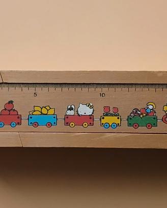Astuccio in legno vintage Hello Kitty  + righello 
