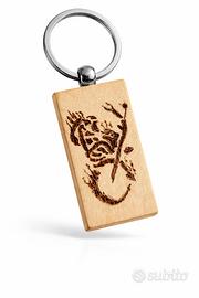 Portachiavi artigianali in legno pirografati