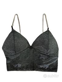 Top grigio effetto lurex