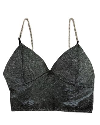 Top grigio effetto lurex