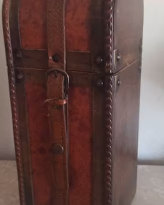 porta bottiglie liquore o vini in legno e pelle