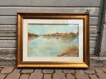 Quadro Vito Tibollo 1980 “Pavia, lungo il Ticino”