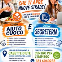 Corsi Gratuiti Aiuto Cuoco e Segreteria