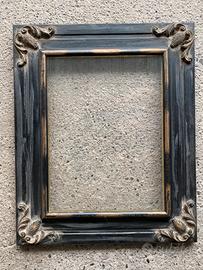 Cornice Legno Barocca Nera Oro con Vetro 56x46