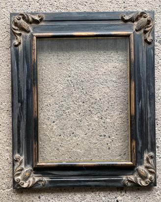 Cornice Legno Barocca Nera Oro con Vetro 56x46