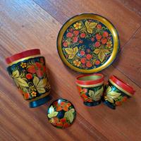 Khokhloma arte russa set oggetti