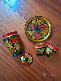 Khokhloma arte russa set oggetti