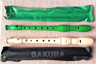 2 Flauti vintage anni 70 Sakura avorio e verde