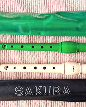 2 Flauti vintage anni 70 Sakura avorio e verde