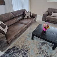 Divano con poltrona pelle Nabuk