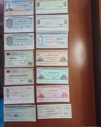 mini assegni bancari anni '70' 