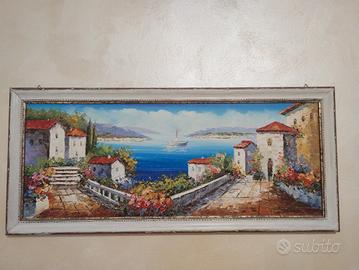 quadro ad olio paesaggio di mare Corfù 