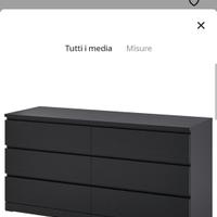 cassettiera Ikea malm comò 6 cassetti 