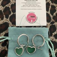 Orecchini a Cuore in Agata Verde e Platino