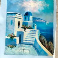 Tela dipinta a mano Santorini 33 X 28