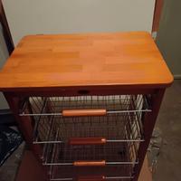 Mobiletto porta-frutta in legno con 4 cestelli 