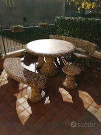 Tavolo e Panche in marmo lavato 